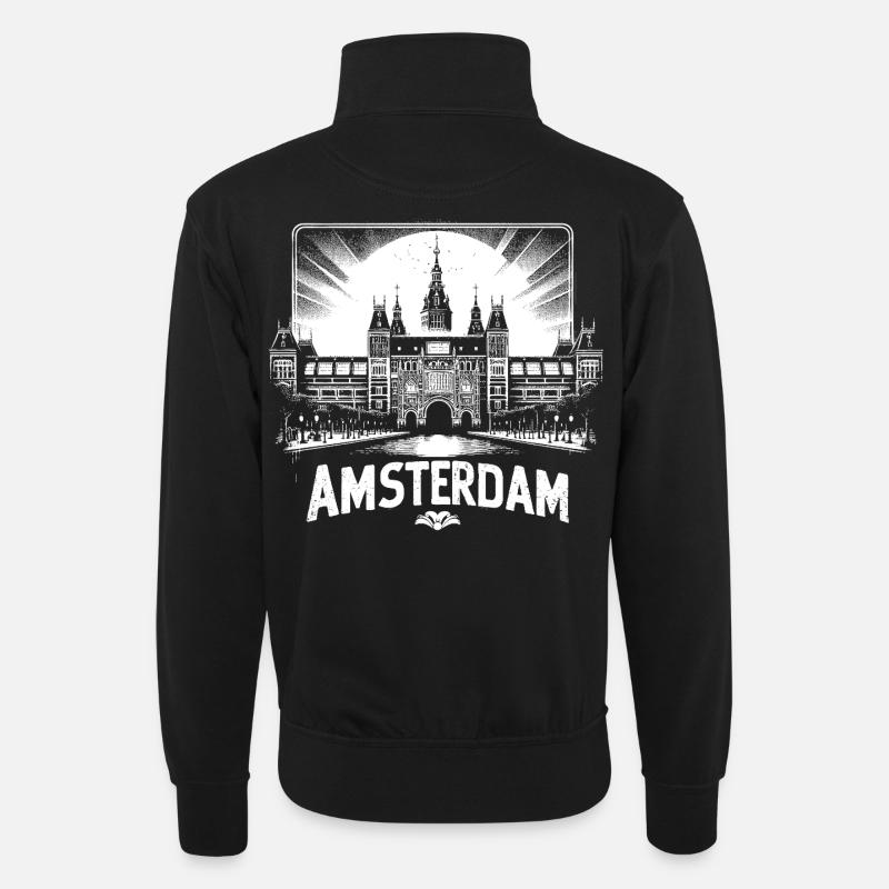 Cool Shirt Design from AMSTERDAM - Unisex sweater with zip collar - black