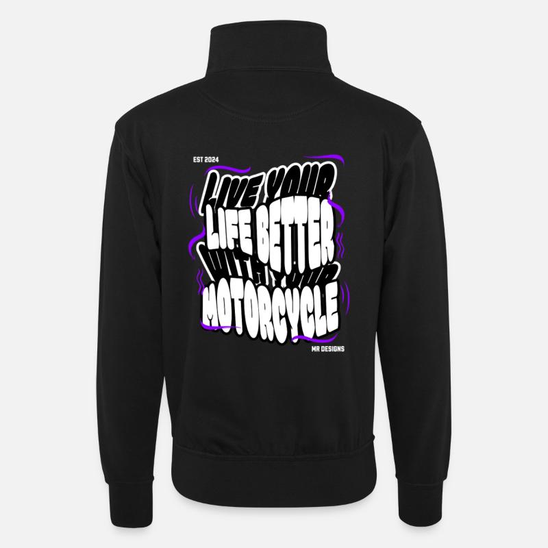 Motorcycle x MR DESIGNS  - Unisex Pullover mit Zip-Kragen - Schwarz
