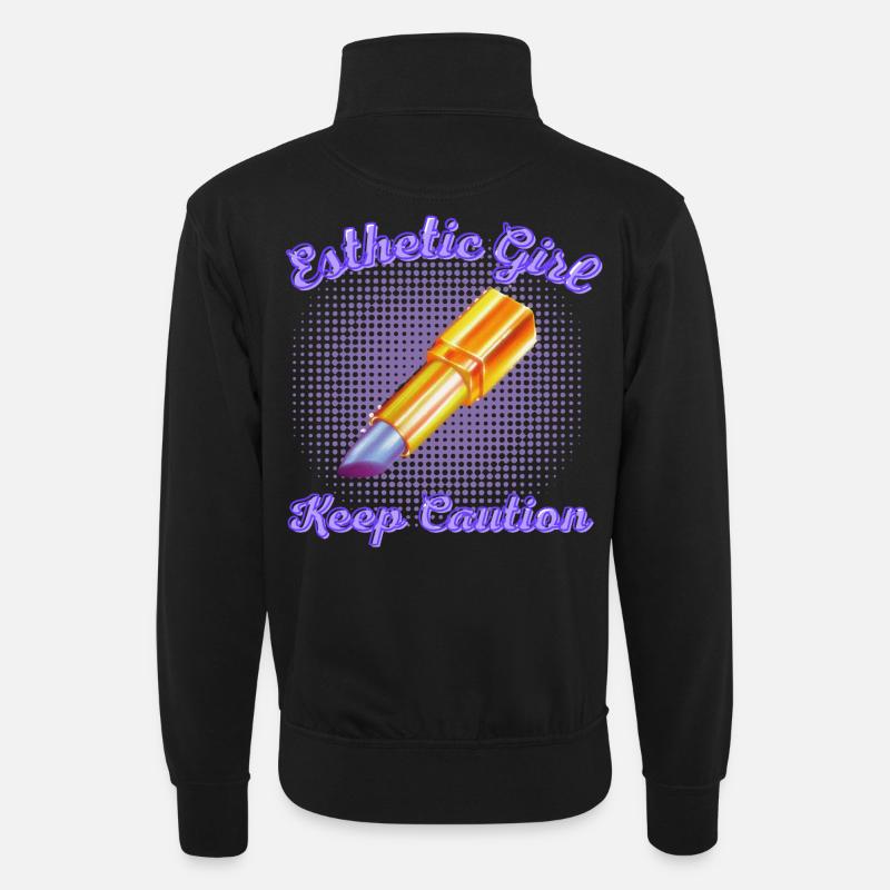 Kriegen Sie Ihren Graffiti-Lippenstift - Unisex Pullover mit Zip-Kragen - Schwarz