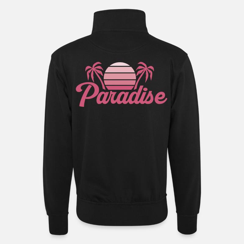 Silhouette de coucher de soleil tropical - Sweat col montant zippé unisexe - noir
