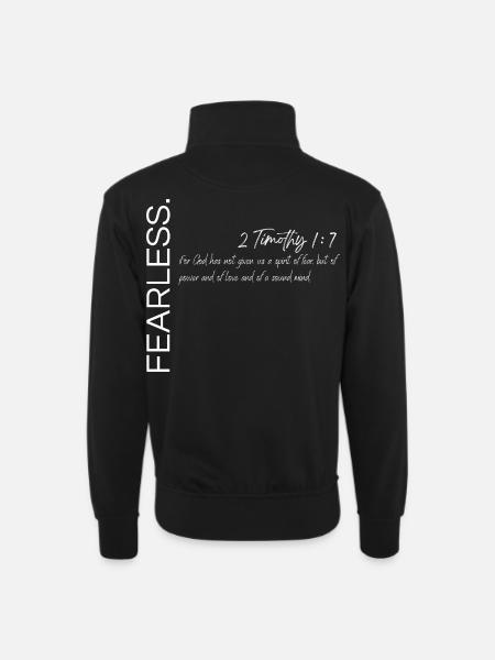 Fearless - 2 Timothy 1:7 Christian Design - Unisex sweater with zip collar - black