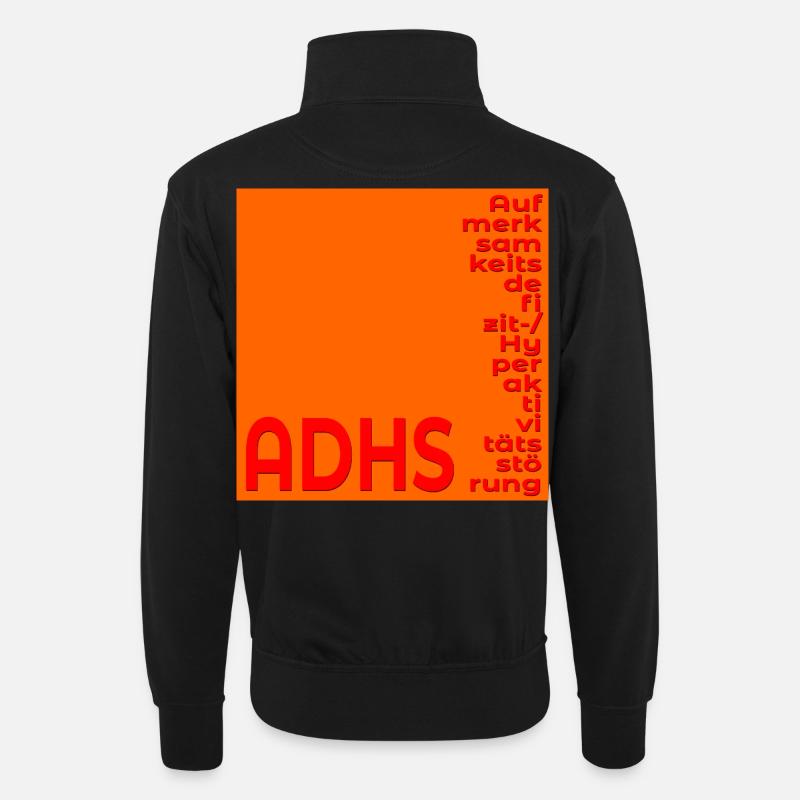CONCENTRATION DU TDAH - Sweat col montant zippé unisexe - noir
