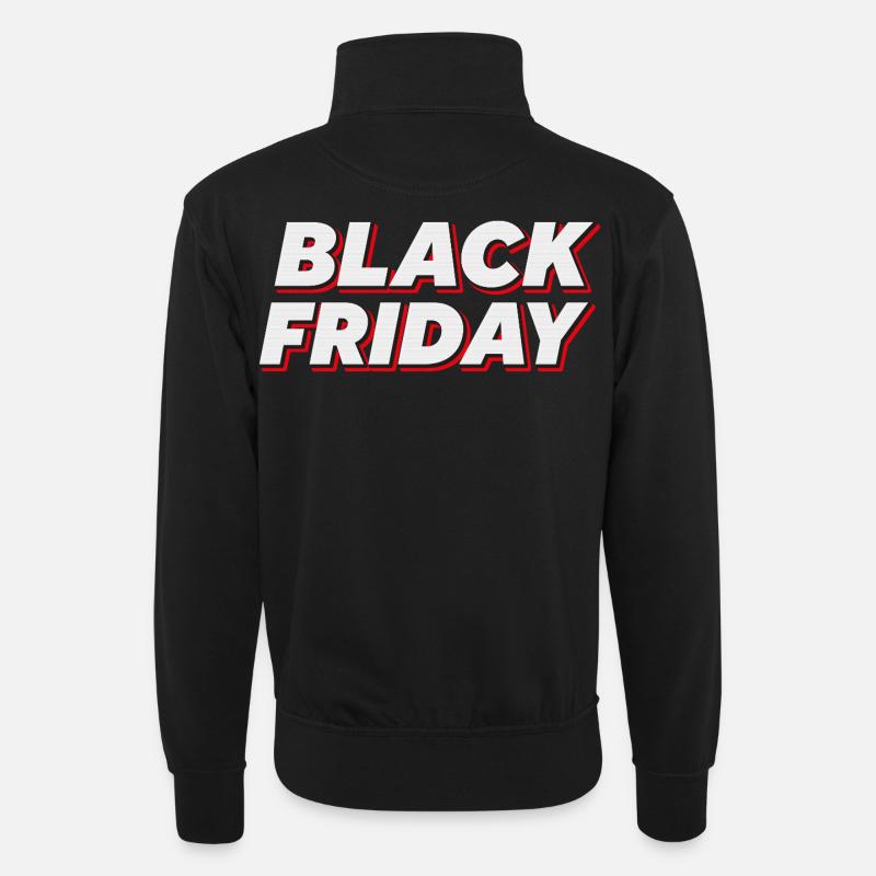 Bold Black Friday Text - Unisex Pullover mit Zip-Kragen - Schwarz