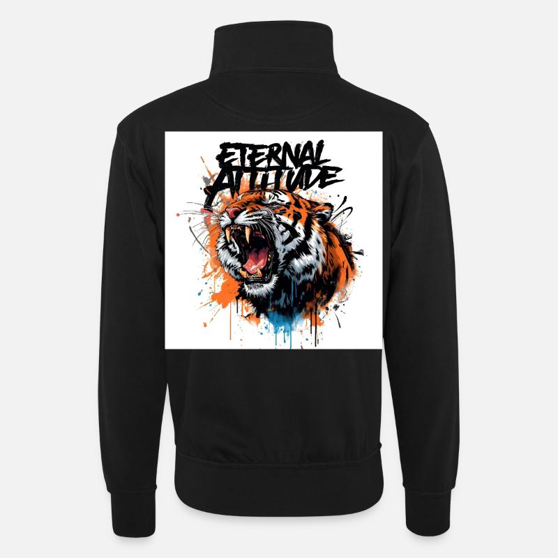 Pose du tigre éternel - Sweat col montant zippé unisexe - noir