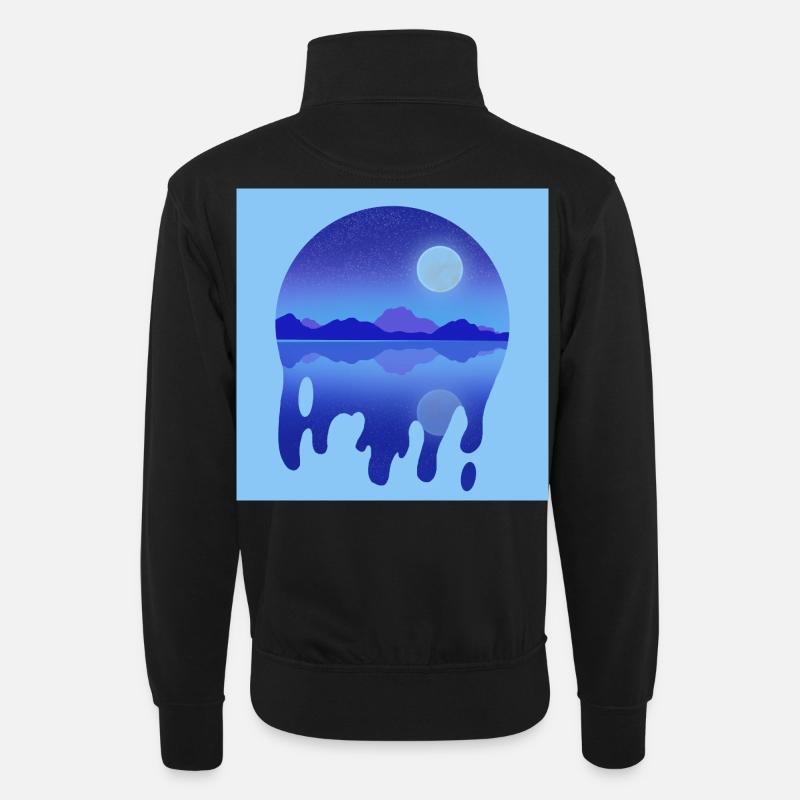Nächtlicher See - Unisex Pullover mit Zip-Kragen - Schwarz