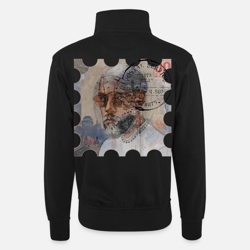 POSTSTEMPELJAHR 2000 - Unisex Pullover mit Zip-Kragen - Schwarz