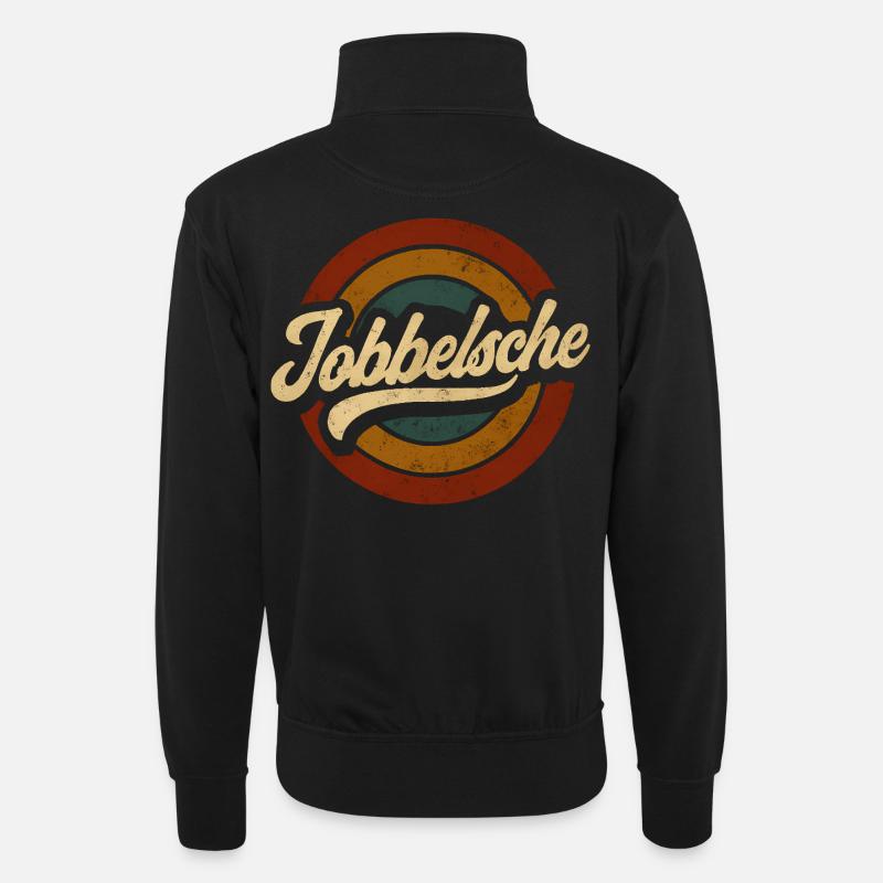 Jobbelsche – Hessian Retro Design - Unisex sweater with zip collar - black
