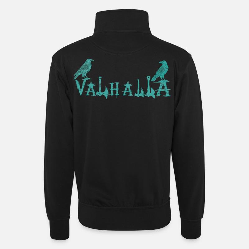 Valhalla Runic Ravens Style Shirt - Unisex sweater with zip collar - black