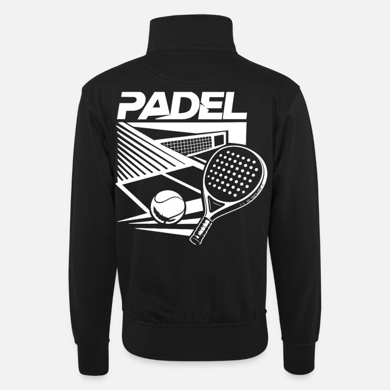 Padelplatz & Schläger – Design Sport White - Unisex Pullover mit Zip-Kragen - Schwarz