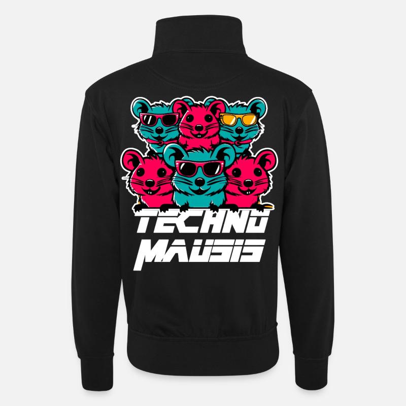 Techno Mausis - Sweat col montant zippé unisexe - noir
