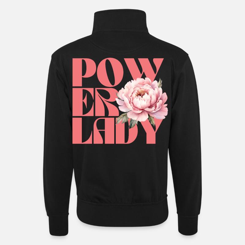 Powerlady - Unisex Pullover mit Zip-Kragen - Schwarz