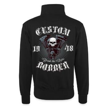 Bobber Chopper Motorrad Design - Unisex Pullover mit Zip-Kragen - Schwarz - Hinten
