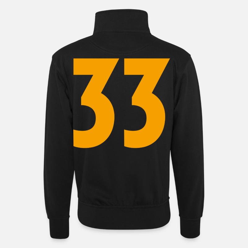 33 - Unisex Pullover mit Zip-Kragen - Schwarz