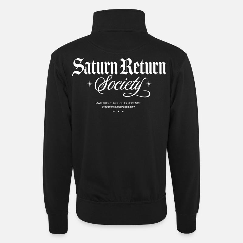 Saturn Rückkehr Gesellschaft - Unisex Pullover mit Zip-Kragen - Schwarz