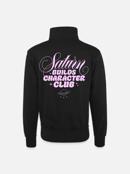 Saturn Charakterclub Print - Unisex Pullover mit Zip-Kragen - Schwarz