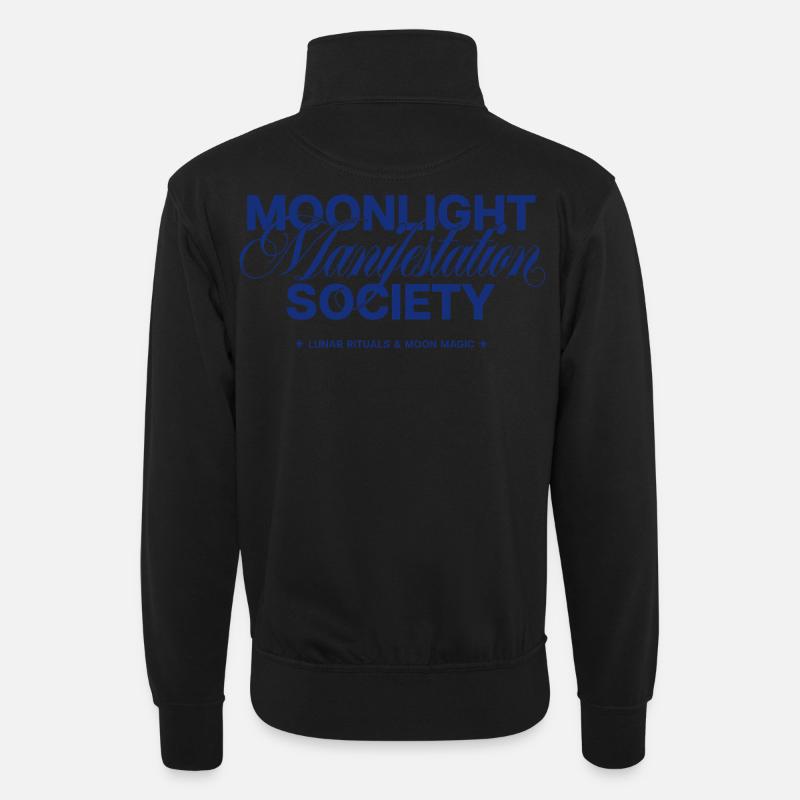 Moonlight Manifestation Society - Unisex Pullover mit Zip-Kragen - Schwarz