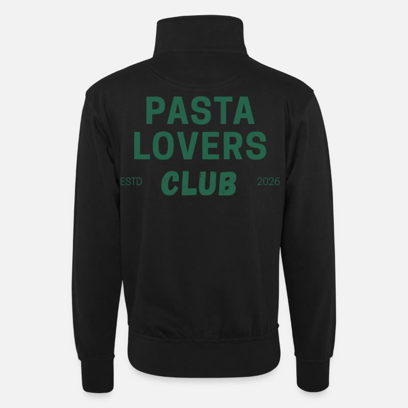Pasta Lovers Club - Unisex Pullover mit Zip-Kragen - Schwarz