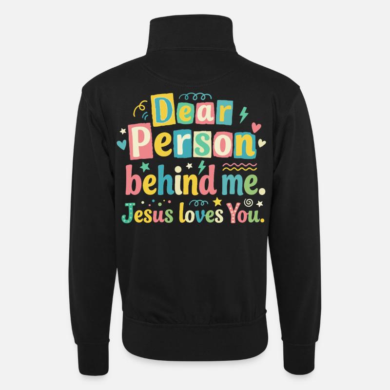 Jesus liebt dich positive Botschaft - Unisex Pullover mit Zip-Kragen - Schwarz