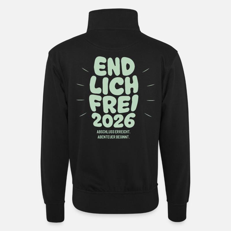 Endlich Frei - Abschluss 2026 - Unisex Pullover mit Zip-Kragen - Schwarz