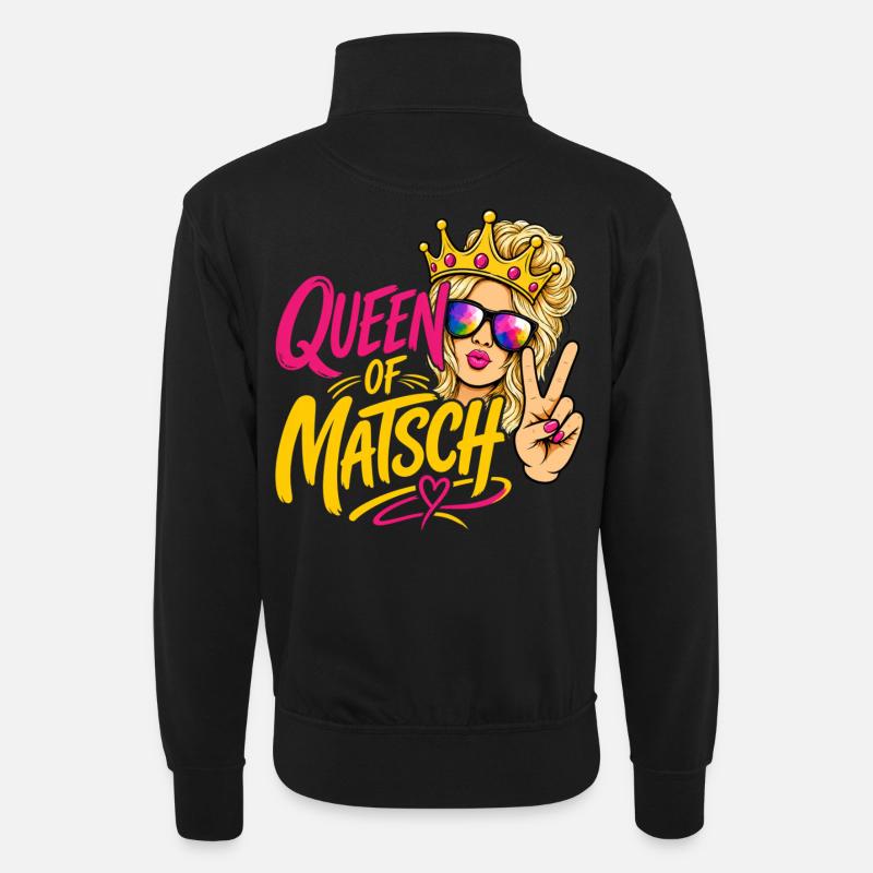 Queen of Matsch - Blond - Unisex Pullover mit Zip-Kragen - Schwarz