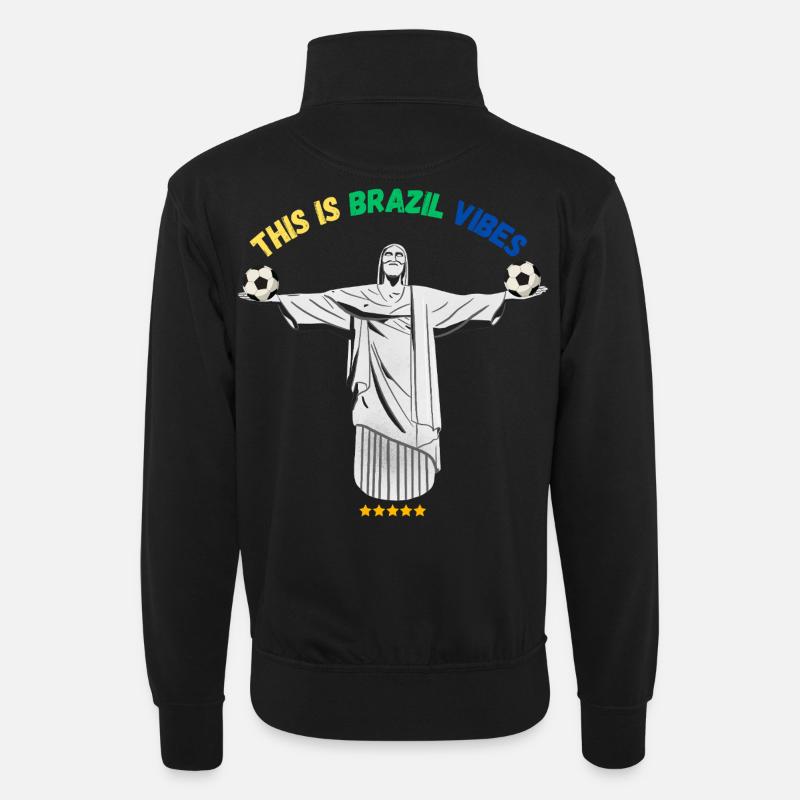 Brazil Football Vibes – Stil-Unterstützer - Unisex Pullover mit Zip-Kragen - Schwarz