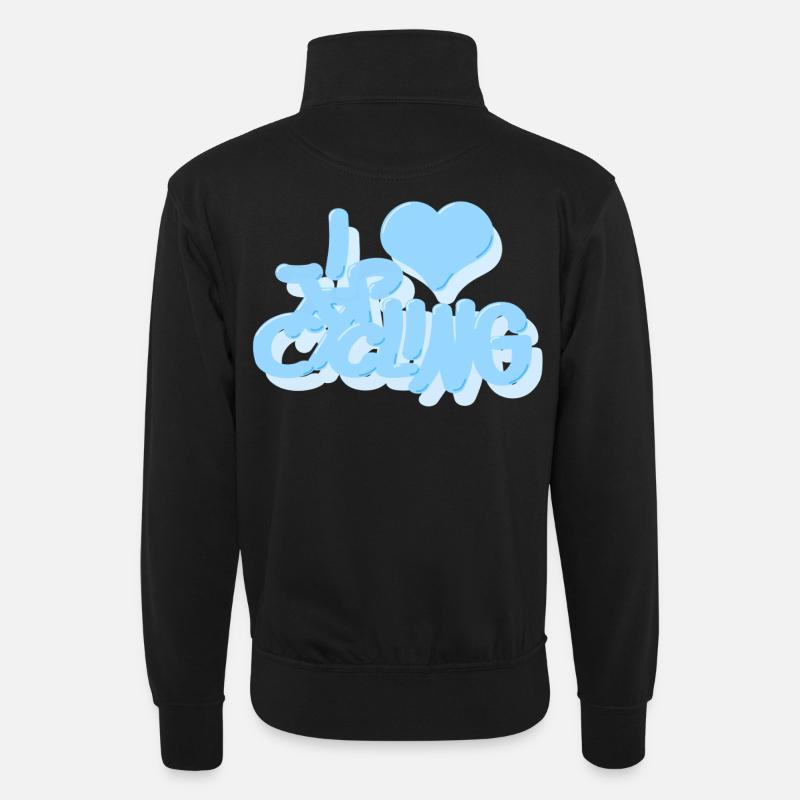 I_love_Cycling_babyblau - Unisex Pullover mit Zip-Kragen - Schwarz
