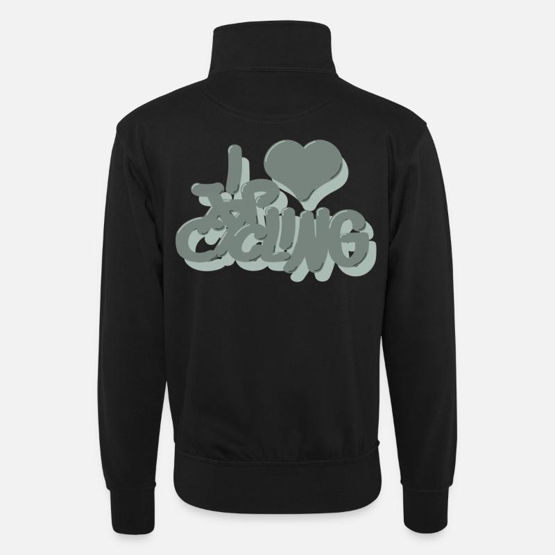 I_love_Cycling_pastel_gruen - Unisex Pullover mit Zip-Kragen - Schwarz
