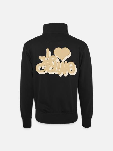 I_love_Cycling_beige - Unisex sweater with zip collar - black