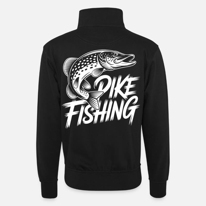 jumping pike - Unisex sweater with zip collar - black