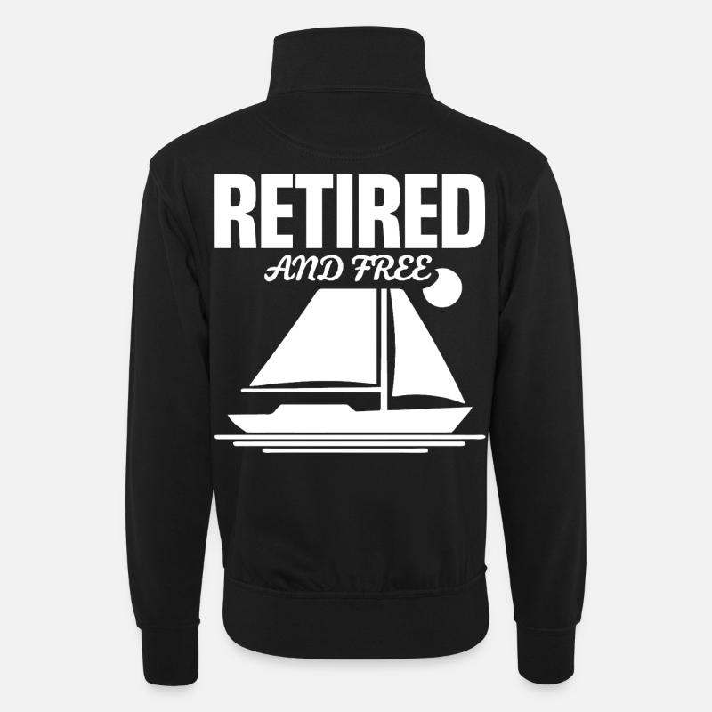 Rentner Segelboot - Unisex Pullover mit Zip-Kragen - Schwarz