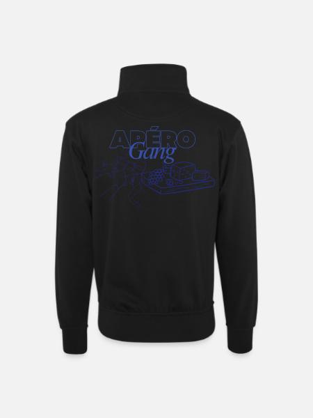 Apéro Gang Wine - Unisex Pullover mit Zip-Kragen - Schwarz