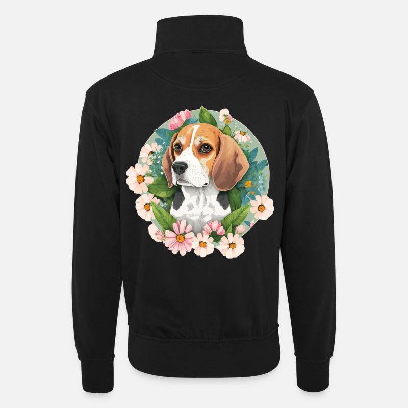 Beagle Hundehalter - Unisex Pullover mit Zip-Kragen - Schwarz