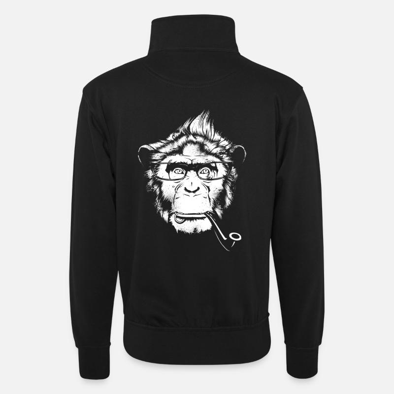 Ironic Chimp - Darks - Unisex Pullover mit Zip-Kragen - Schwarz