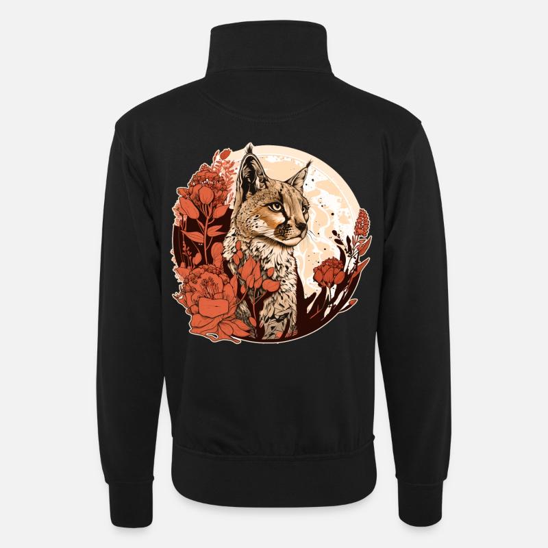 Luchs - Unisex Pullover mit Zip-Kragen - Schwarz