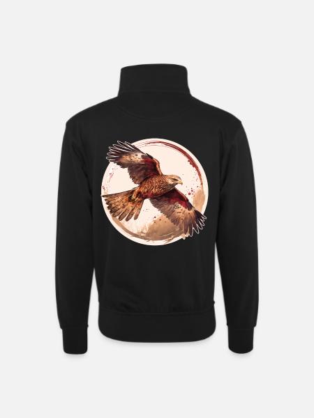 Rotmilan Greifvogel - Unisex Pullover mit Zip-Kragen - Schwarz