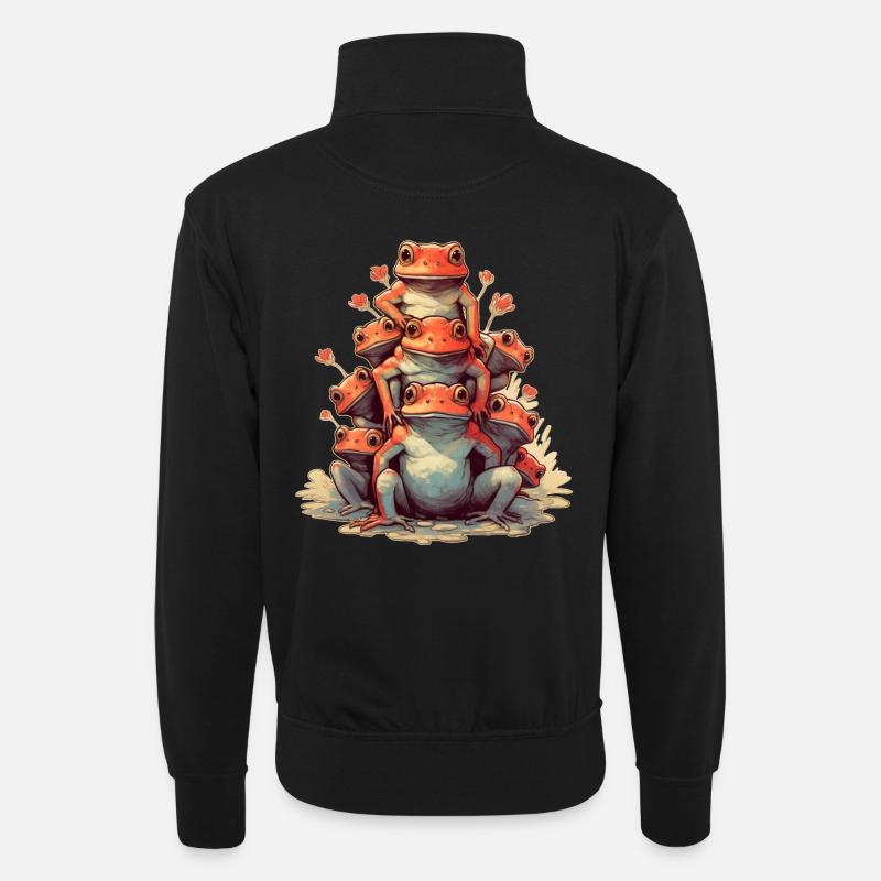 Frösche - Unisex Pullover mit Zip-Kragen - Schwarz