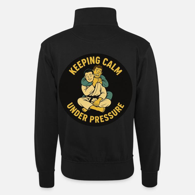 Kepping calm under preassure BJJ - Unisex sweater with zip collar - black