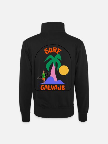 Surf Salvaje Palm Sunset - Unisex sweater with zip collar - black