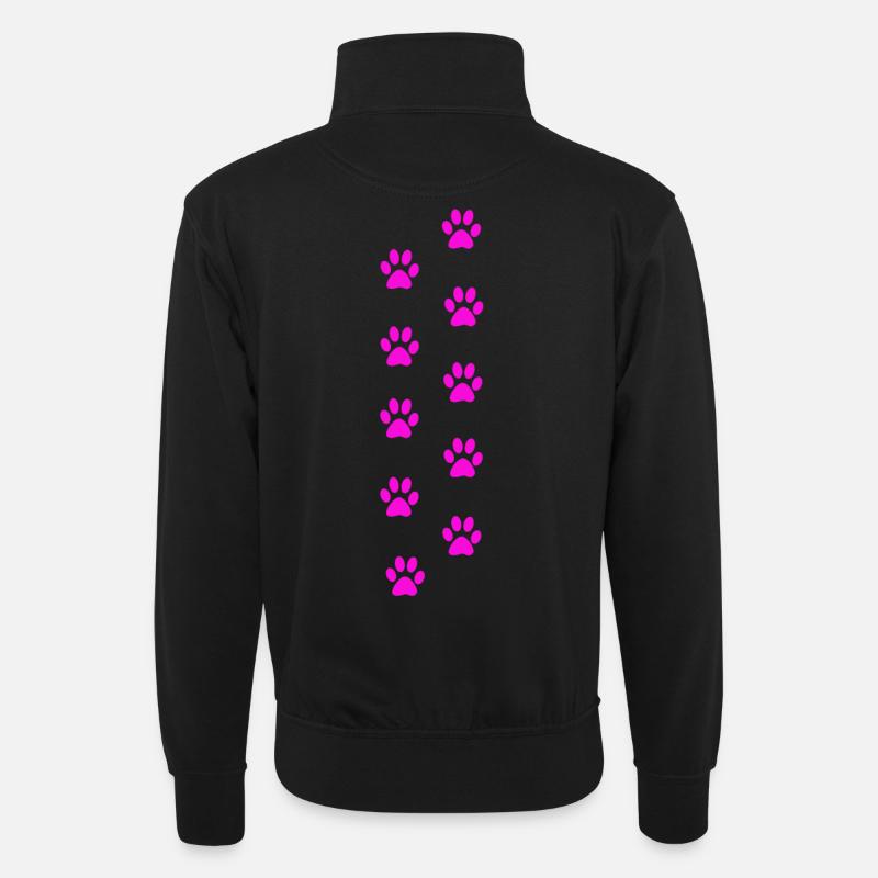 Pink Katzenpfotenabdruck Muster - Unisex Pullover mit Zip-Kragen - Schwarz
