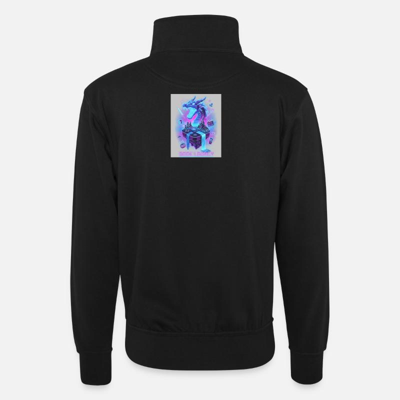 Dragon Neon sur Console Retro - Sweat col montant zippé unisexe - noir