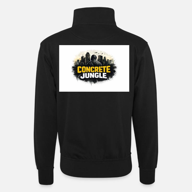 Concrete Jungle Shadow - Unisex Pullover mit Zip-Kragen - Schwarz