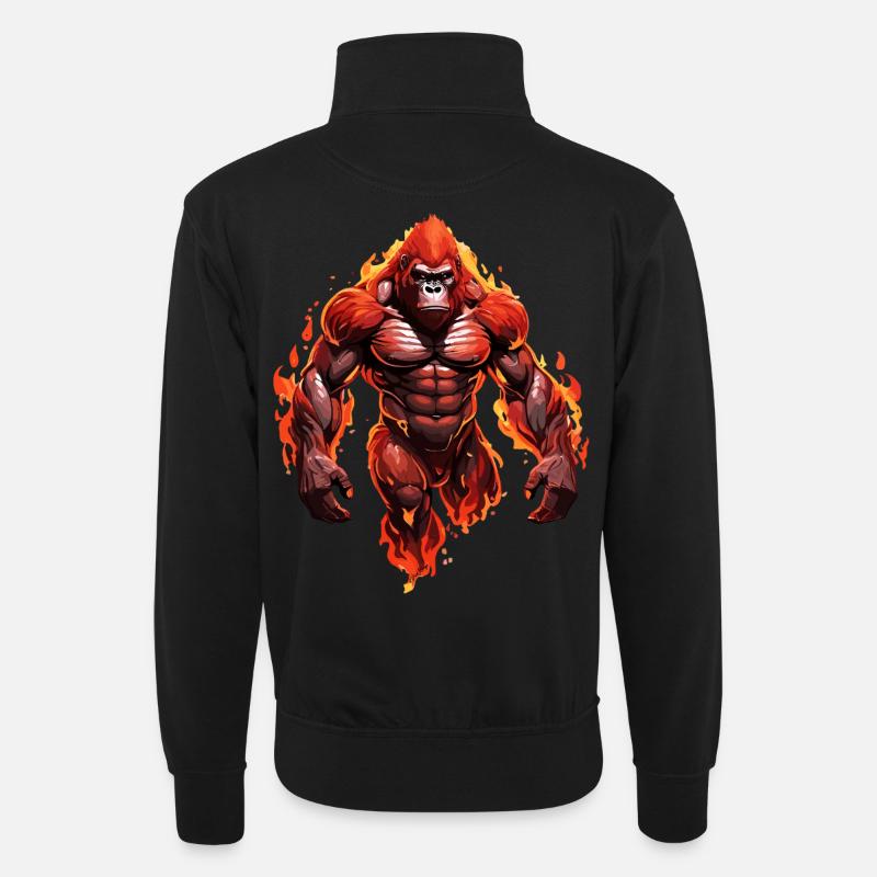 Gorilla - Unisex Pullover mit Zip-Kragen - Schwarz