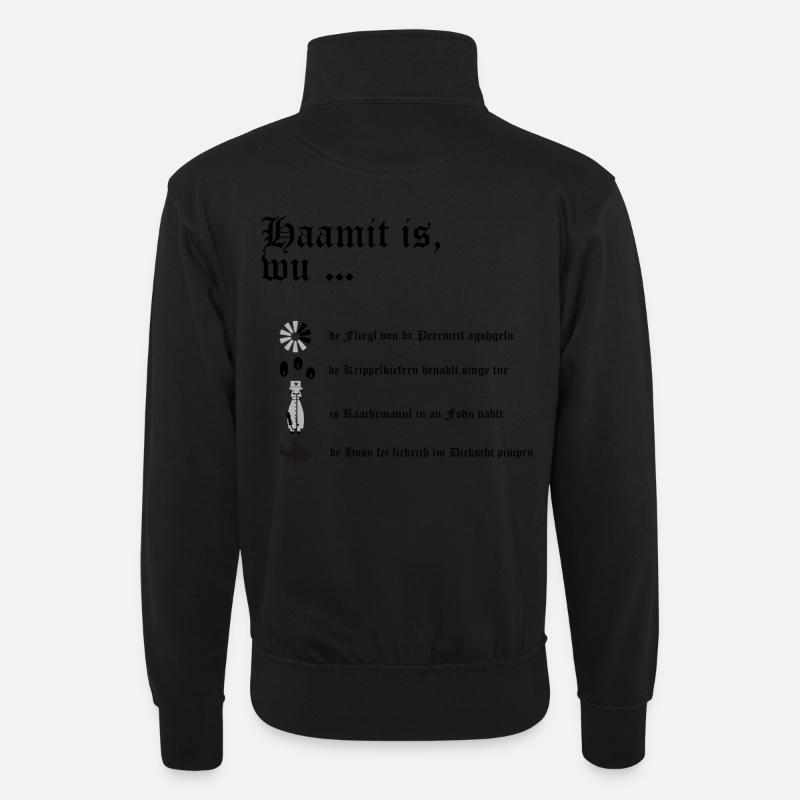 Haamit_Arzgebirg - Unisex Pullover mit Zip-Kragen - Schwarz