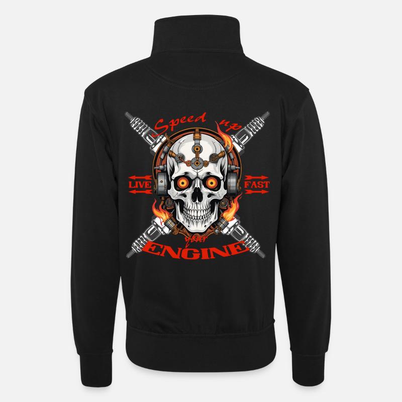 speed up - Unisex Pullover mit Zip-Kragen - Schwarz