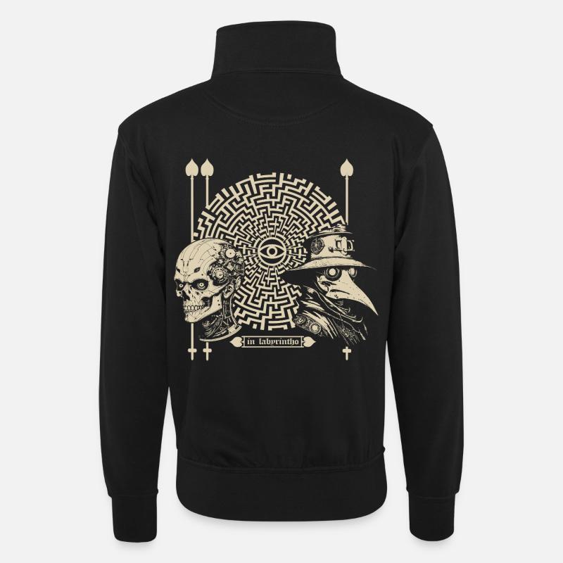 à labyrintho - Sweat col montant zippé unisexe - noir