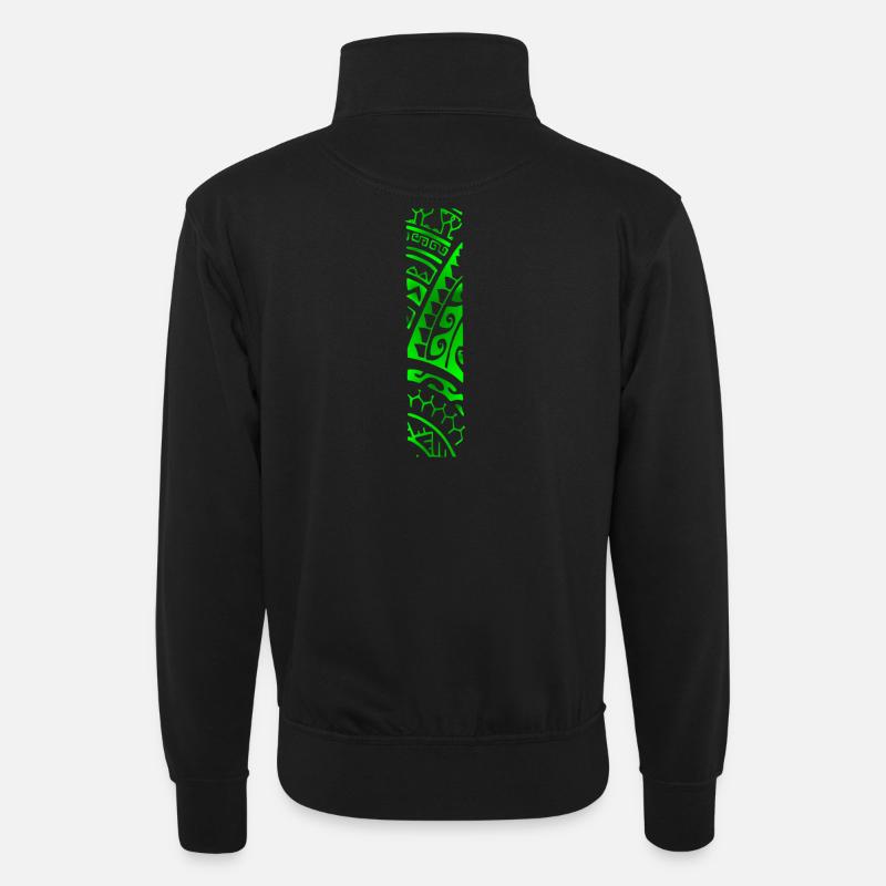 REVA (grün) - Unisex Pullover mit Zip-Kragen - Schwarz