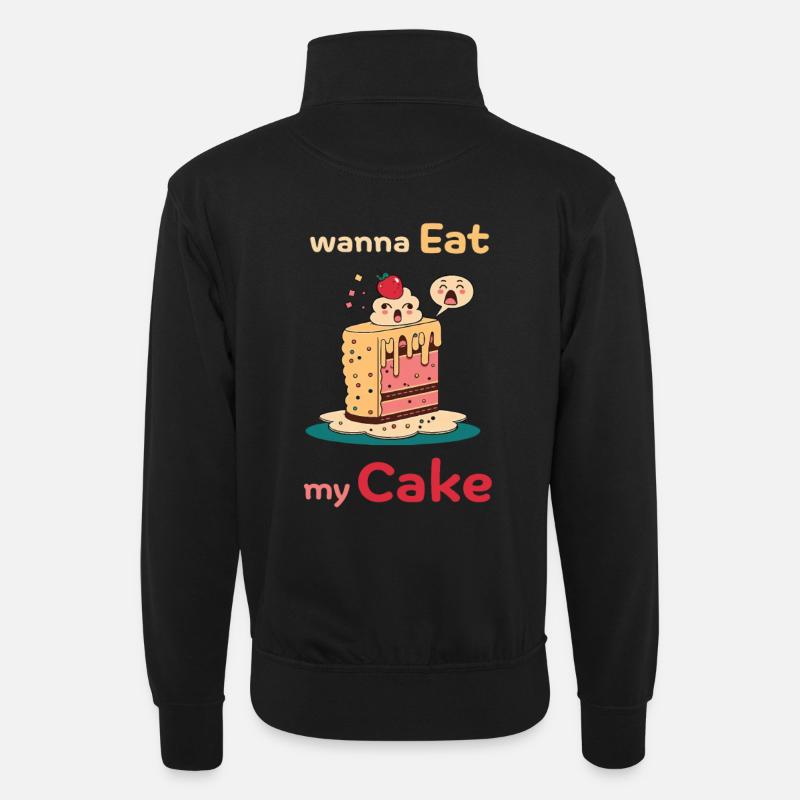 Freches Kuchen-spaß-design - Unisex Pullover mit Zip-Kragen - Schwarz