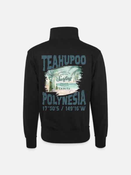 Teahupoo Polynesia Tahiti - Unisex sweater with zip collar - black