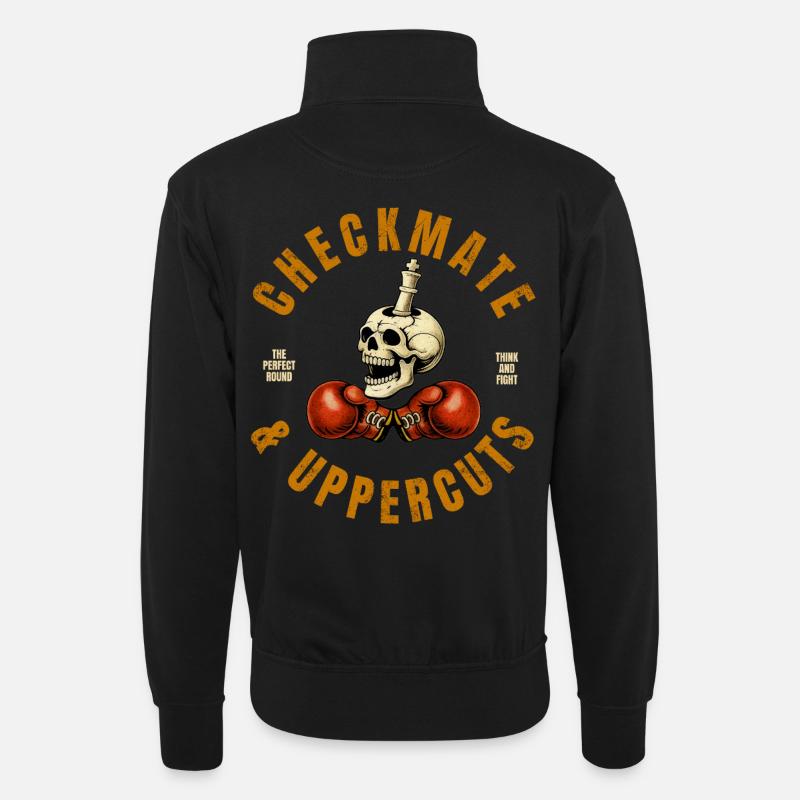 Schachmatt & Aufwärtshaken - Unisex Pullover mit Zip-Kragen - Schwarz