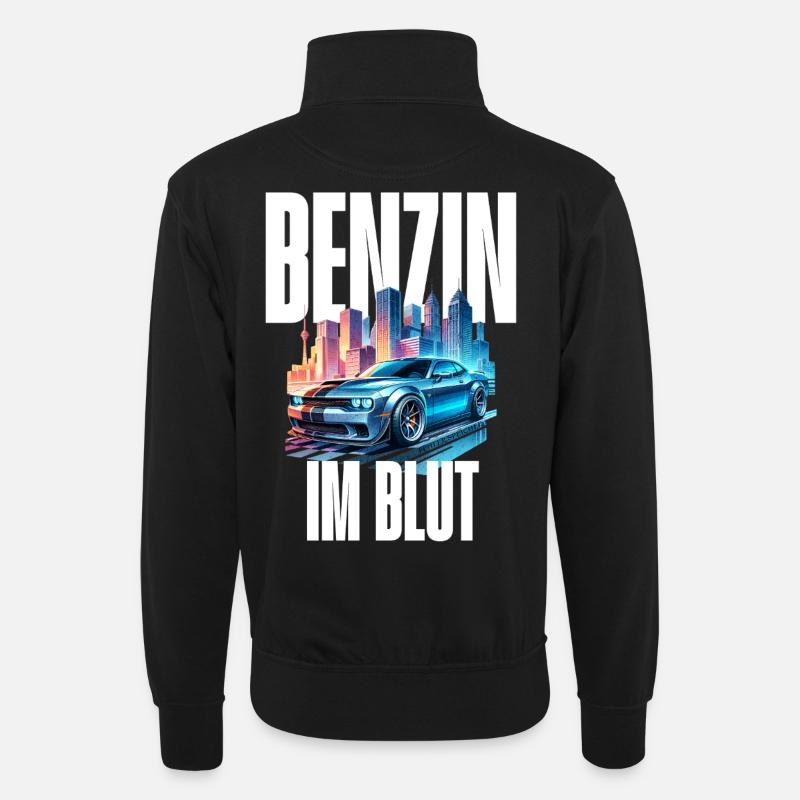 Benzin im Blut Neon - Unisex Pullover mit Zip-Kragen - Schwarz